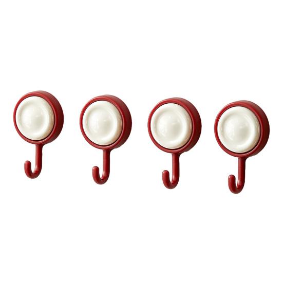 

4PCS Sticky Hook with 360° Rotation Design Hook Strong Adhesive Stable Base Wall Hook for Towels Clothes Kitchen Utensils красный