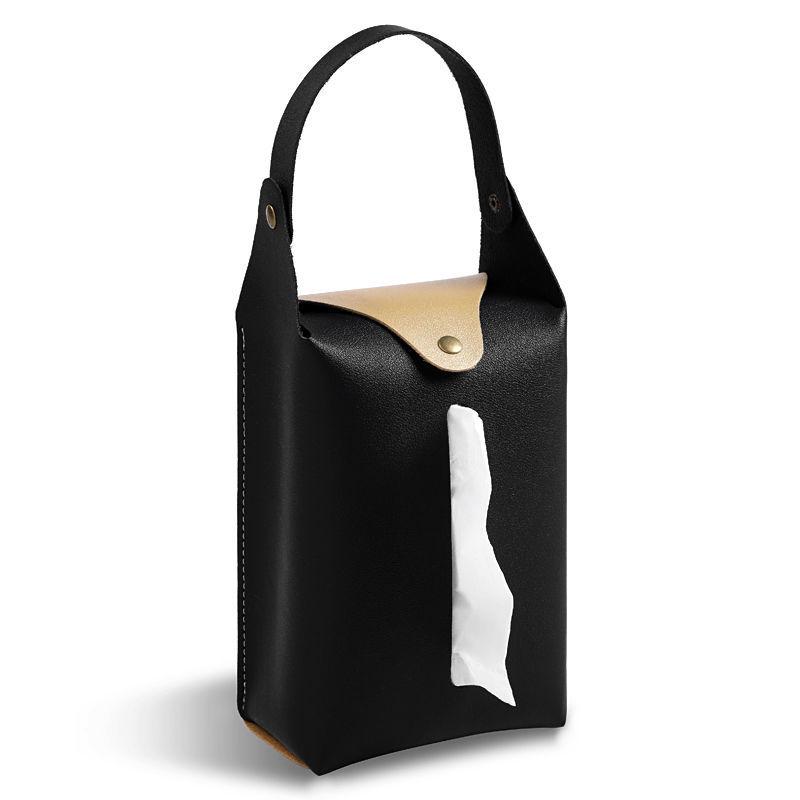 Nordic Style Hanging Leather Tissue Box for Home, Living Room, Dining Table, Bathroom, or Car.