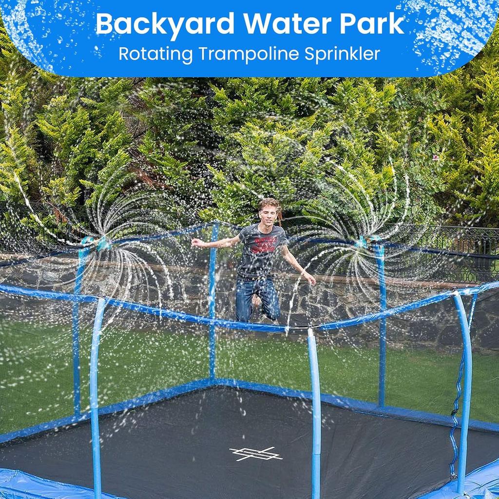 Trampoline Sprinkler for Kids Backyard Water Park Net Friendly WaterWhirl Outdoor Game Toys Adjustable Summer Toys Included Accessories Tool