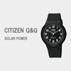 Used Women's Solar Waterproof Watch Cheap Black Analog E04a-001vk No Battery Replacement Required Water Safe 10 ATM Water Resistant Citizen Q&Q