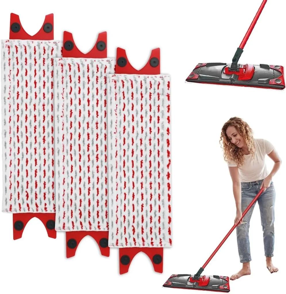 Replacement microfiber floor mop pad and mop head for washable floor wiping kit