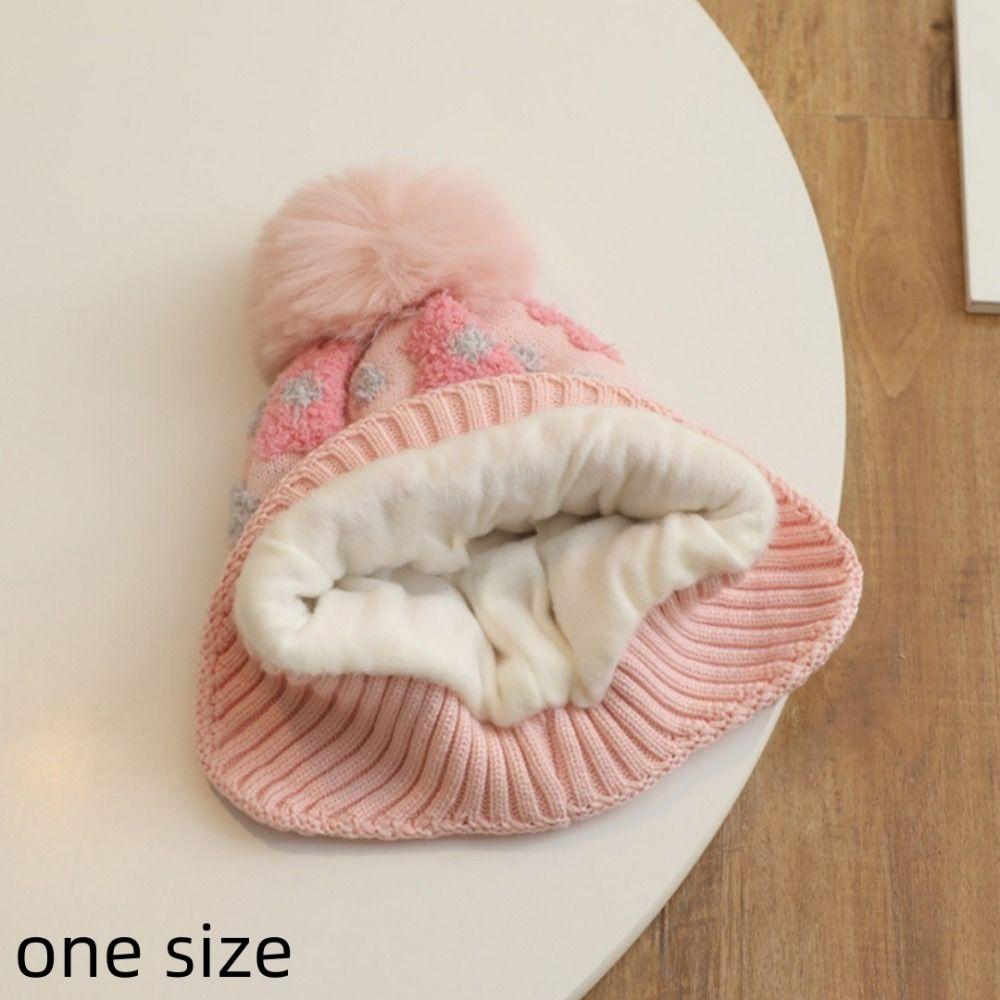 Winter Flower Ear Protector Hat Kids Warm Pompom Knitted Hats Toddler Bonnet  Children's Outdoor