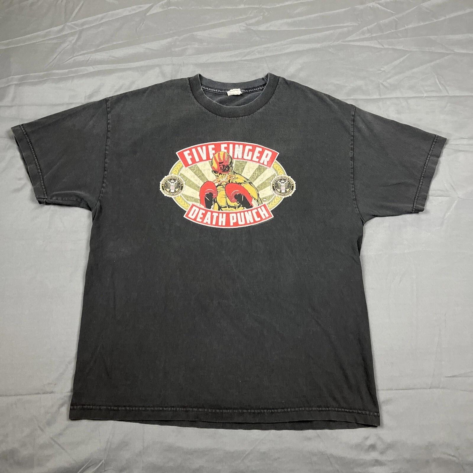 Футболка группы Five Finger Death Punch XL Черная VTG Y2K Хэви-метал Унисекс S