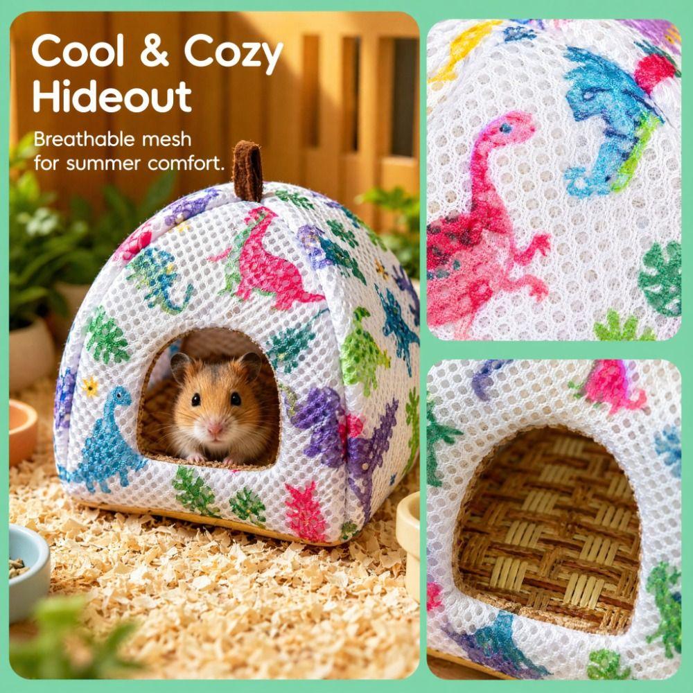 Breathable Small Pet Bed Arched Door Cooling Pet Hideout Lightweight Mesh Shelter Cage Decor