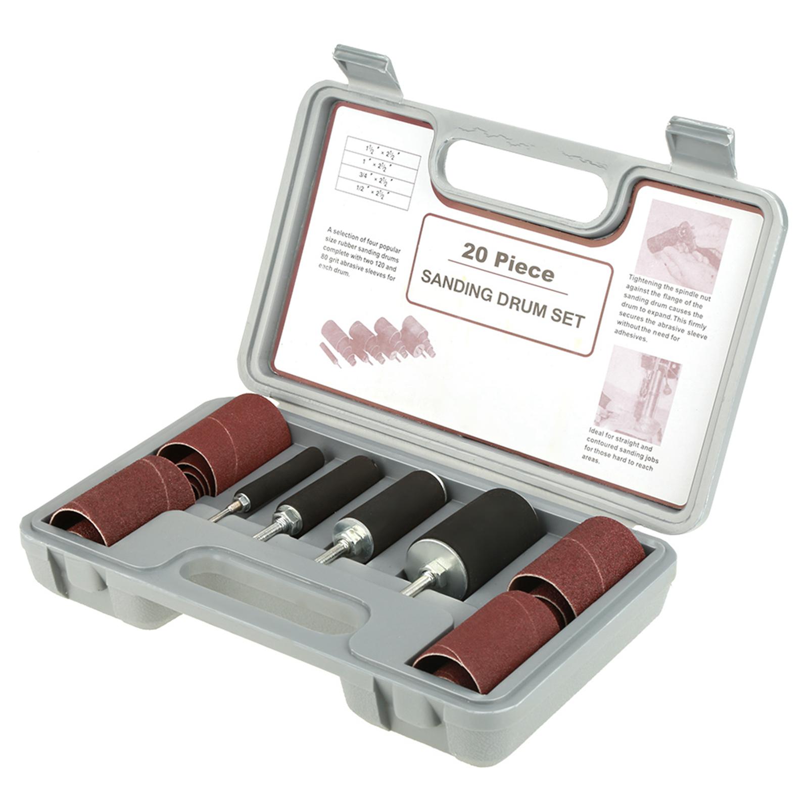 

20pcs Spindle Sanding Drum Sander Tool Kit Set with Case for Drill Press білий