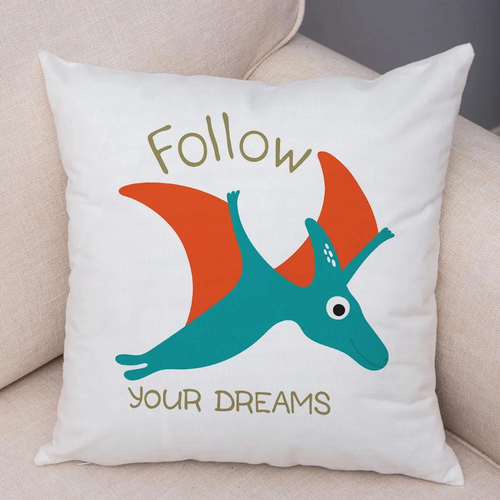 Niedlicher Jurassic Dinosaurier Kissenbezug Dekorative Cartoon Tier Kissenhülle Kinderzimmer Sofa