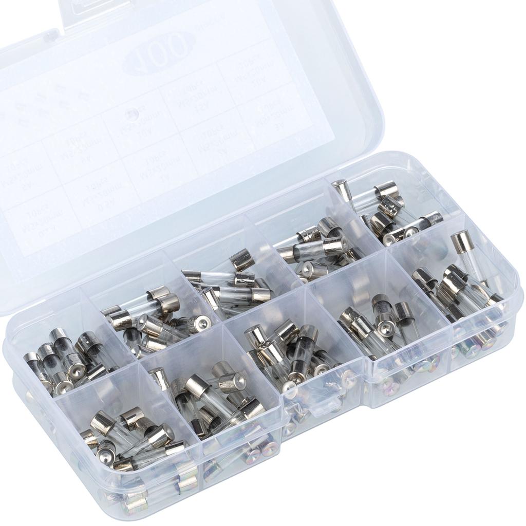 Rosfix WTA Sicherungssatz Glas Schnell 5x20mm – 100 Stück | Bereich 0.2A–20A | Hohe Qualität und Sicherheit