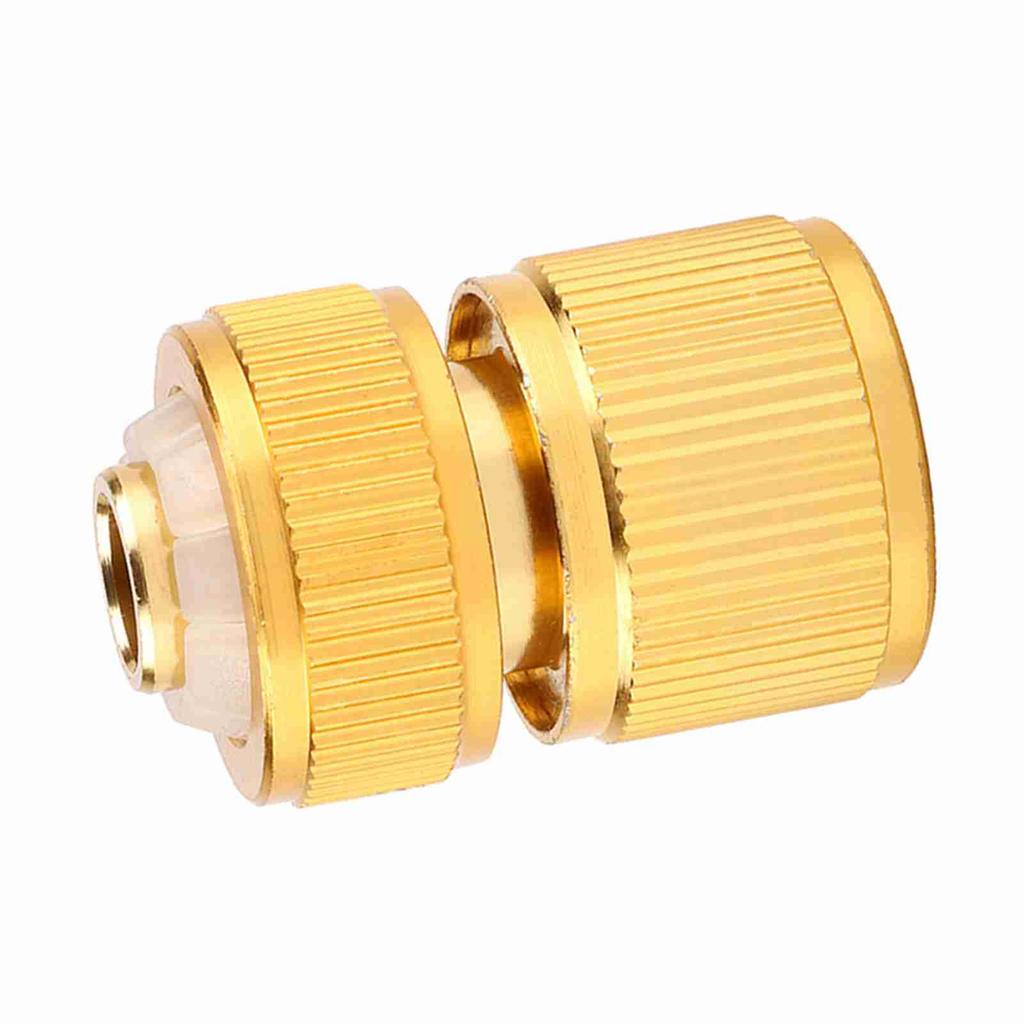 Garden Hose Connector, Aluminum Alloy Brass Plated Proof Quick Fit Adapter, Compatible with G1/2 Hose, for Garden Irrigation Water Tap Fitting