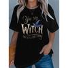 Plus Size Elegant Outfit Featuring Enchanting Witch Motif And Sassy Slogan