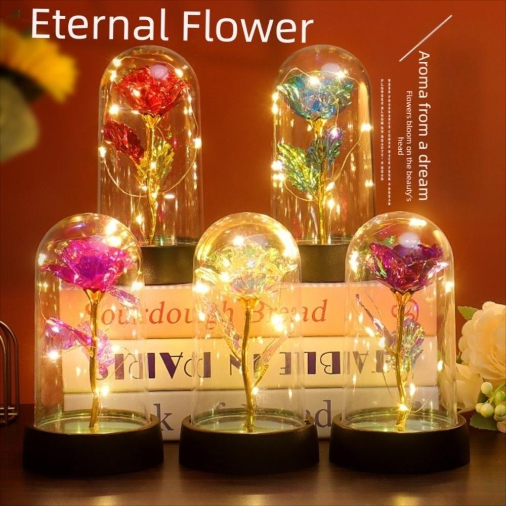 LED Gold Foil Rose Creative Gift Ornaments Artificial Rose Flowers Mother's Day