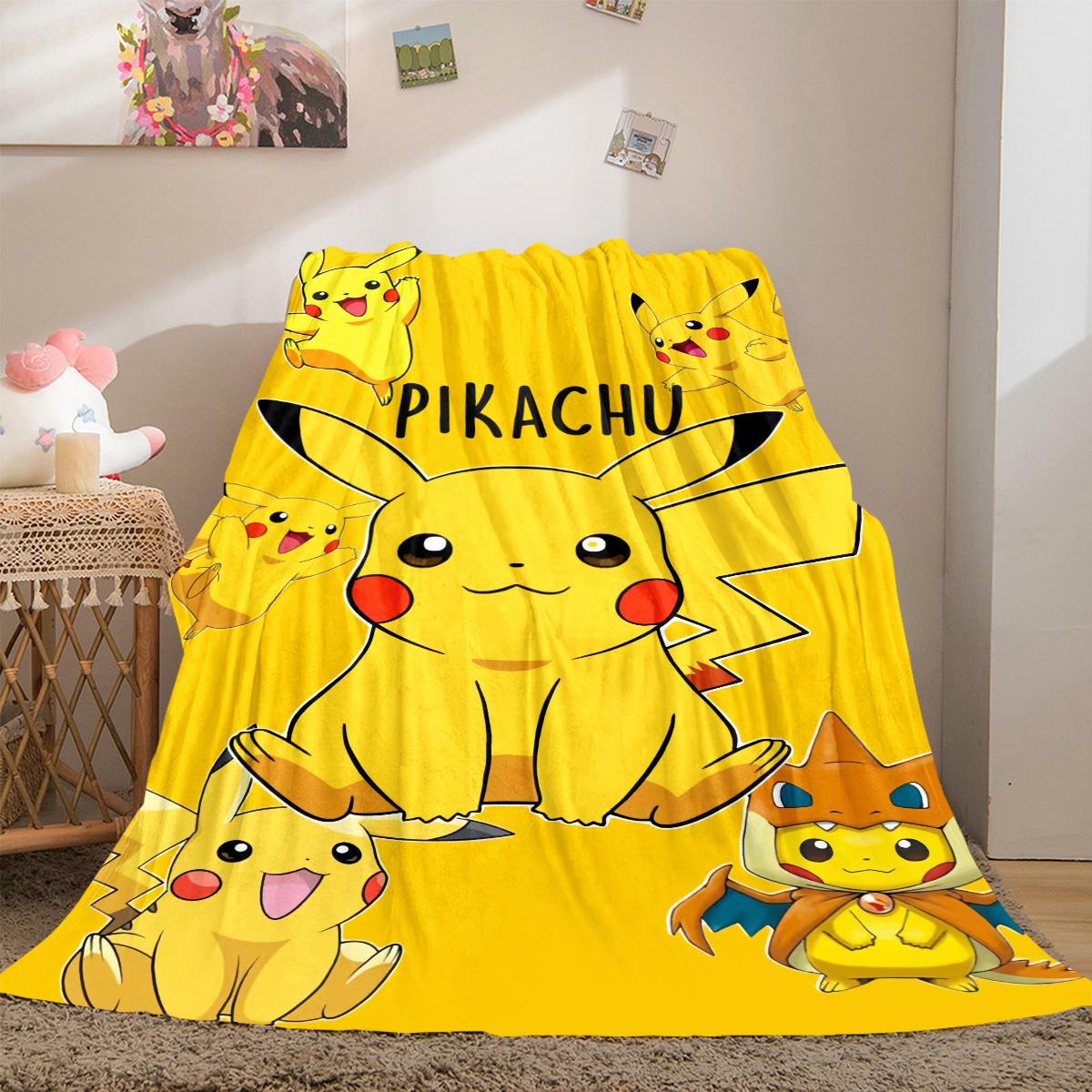 

Pikachu Luxury Flannel Lightweight Blanket Home Decor Sofa Bed Travel Cover Family Gift For All-Season LXR118 75x90cm
