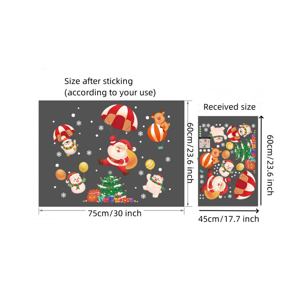 Christmas Decorations, Shopping Mall Stores, Glass Window Door Stickers, Event Atmosphere Scene Layout,  1 Piece, 45*60cm/17*7*23.6 Inch