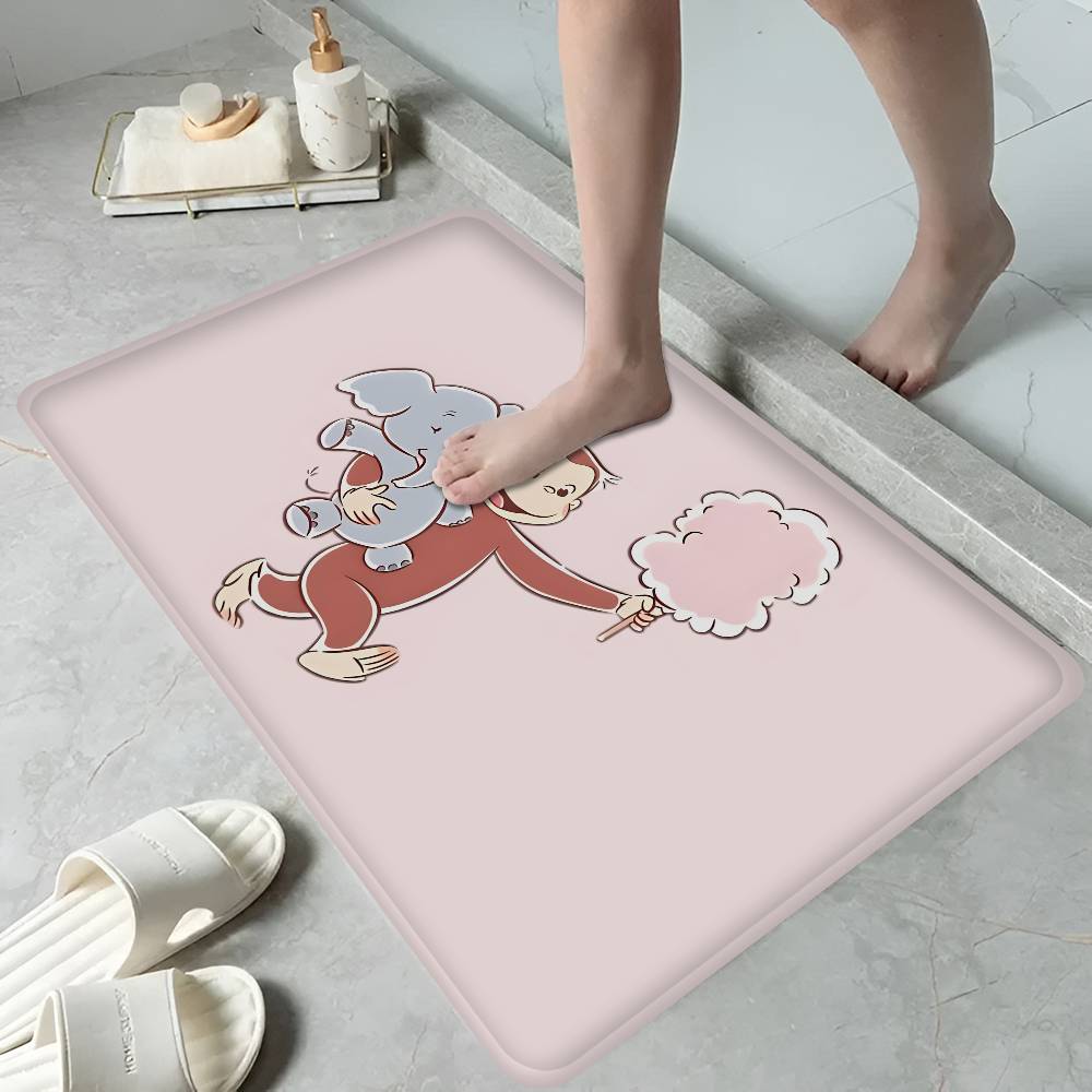 MONKEY CARTOON C-Curious GeorgeS Hallway Carpet Non-Slip Laundry Room Mat Laundry Decor Balcony Child Living Room