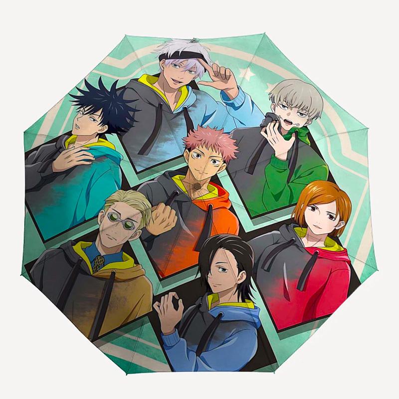 1pc Jujutsu Kaisen Outdoor Umbrella - Automatic Opening/Closing, Portable 3-Fold Design with 8-Bone Iron Frame - Perfect Gift for Fans, Travelers, Dai