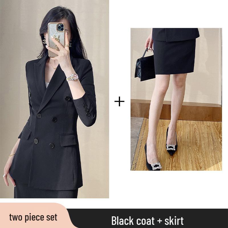 Women's Professional Suit Set: High-End Black Formal Wear for Interviews and Office