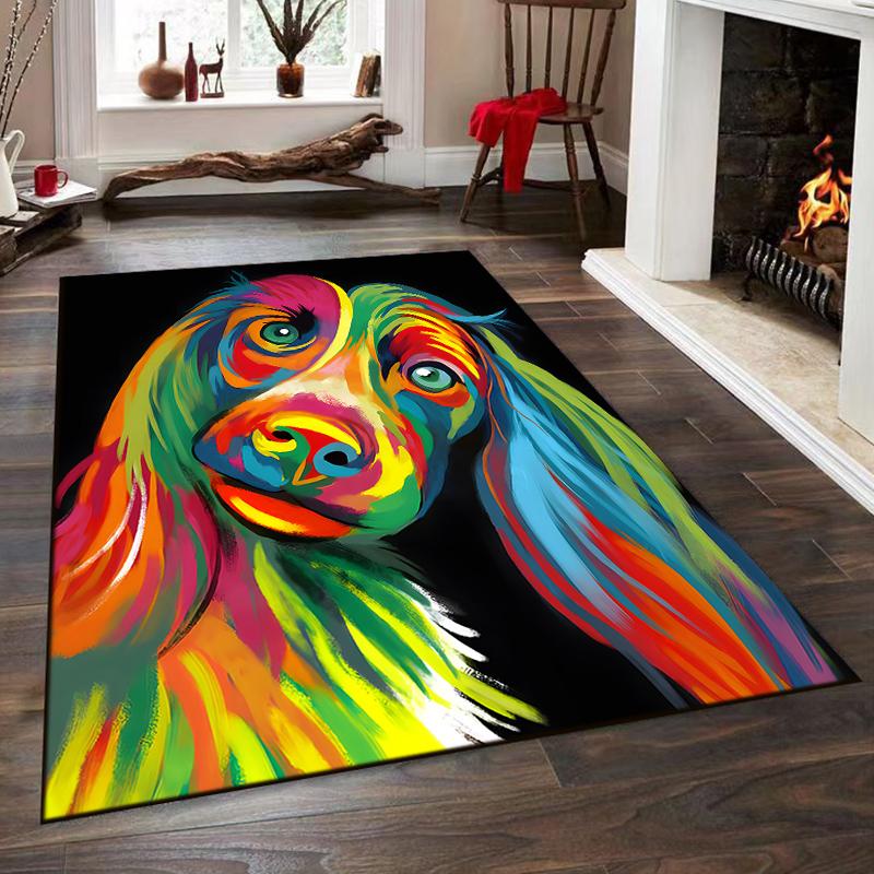 Colorful Dog Pop Art Design Rug Non-slip rug suitable for living room and bedroom sofas