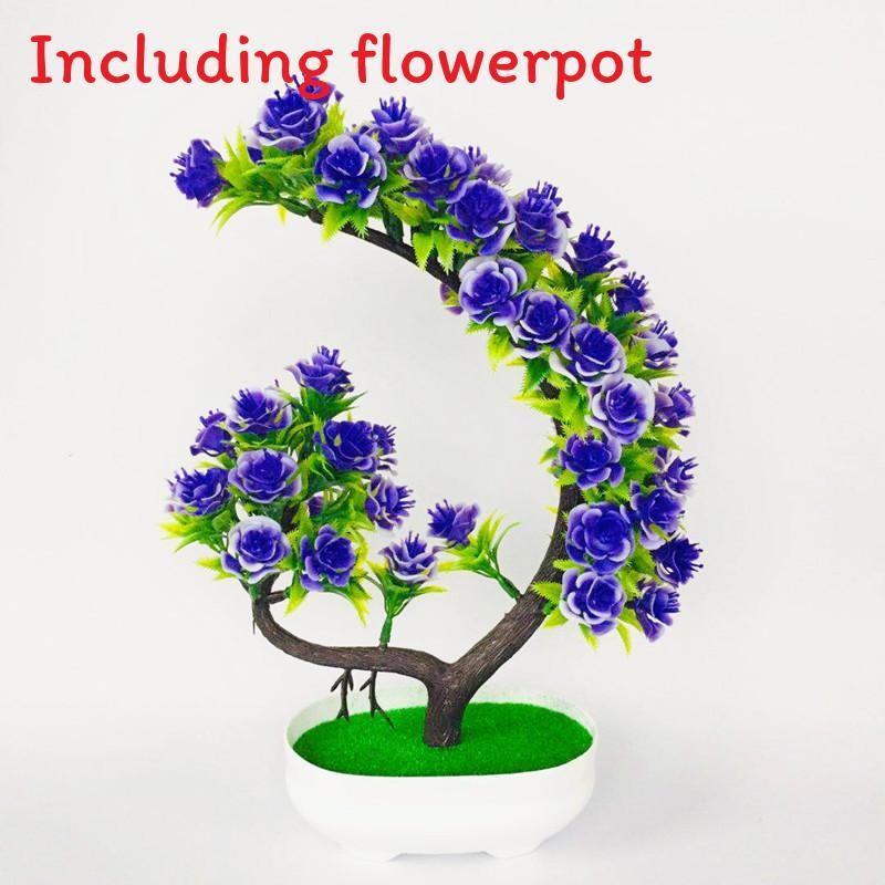 Simulation Potted Rose Plant With Flowers And Green Plants Decoration Table