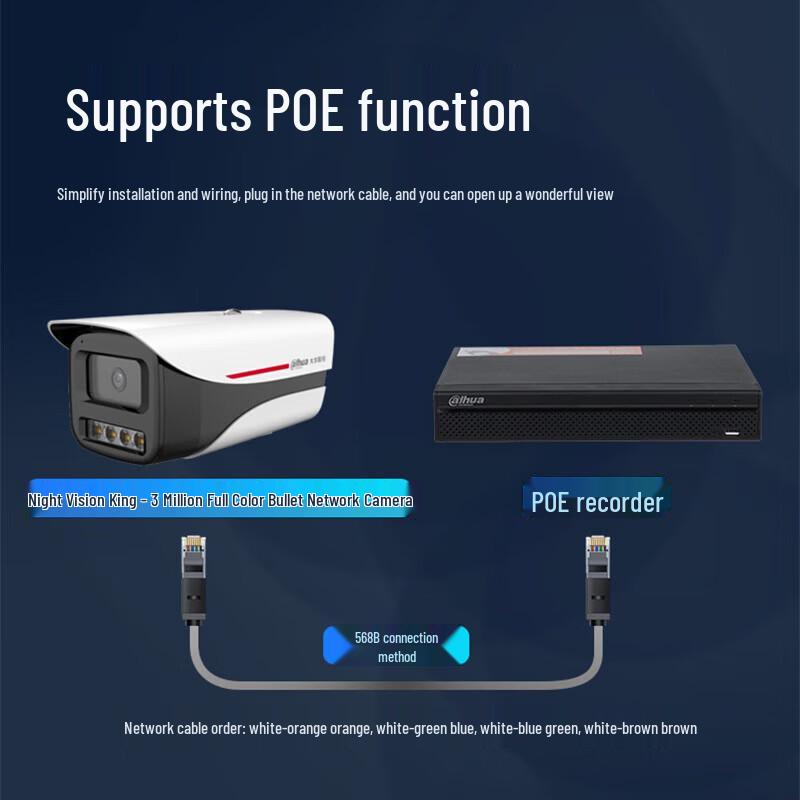 Dahua 3MP POE Full-Color Night Vision Outdoor IP Camera CN plug (adapter included)