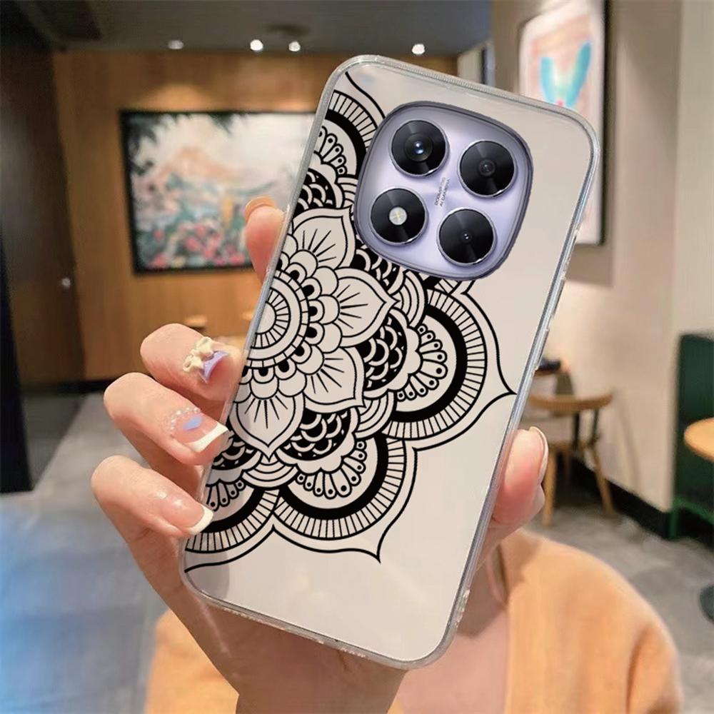 

Peach Flower Phone Case For Xiaomi Redmi 15C 15 Note 15 Pro Plus Clear Transparent Shockproof Rose Cover Romantic Lace Pattern Redmi 15C 4G