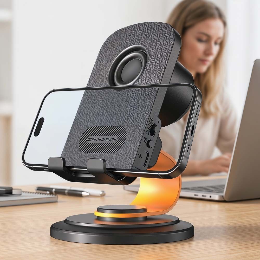 Portable Mobile Phone Stand Wireless Induction Speaker Smart Bluetooth Speaker Desktop