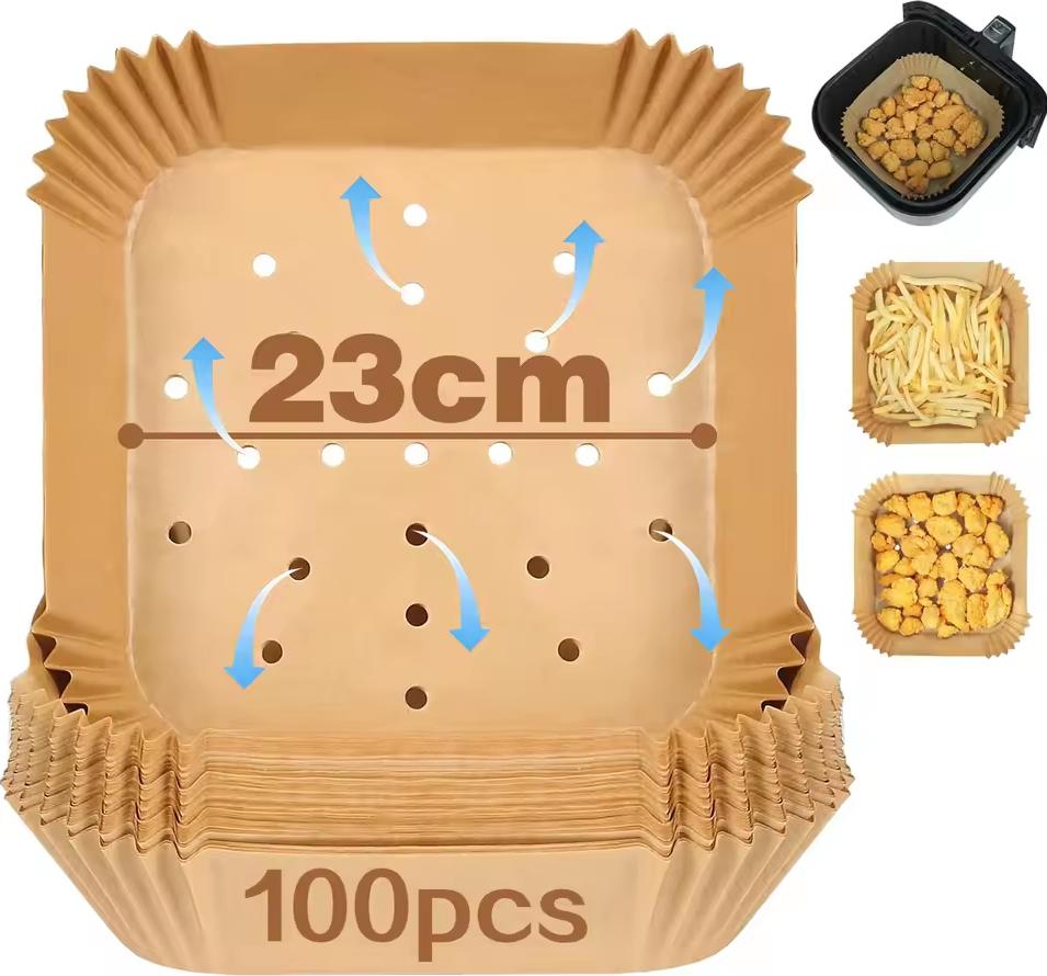 50-300Pcs Air Fryer Baking Paper For Square Oven Pan 16/20/22/23/24cm XXL AirFryer Oil-Proof Disposable Paper Liner
