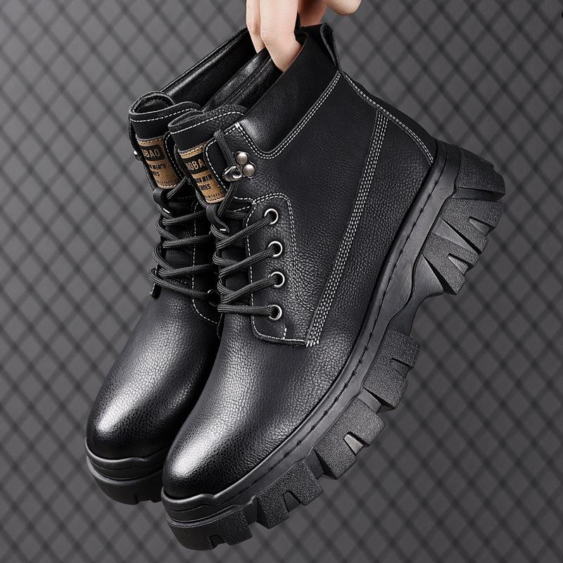 New Yellow Thick-Soled Martin Boots - Plush, Warm, Casual Hiking Boots for Autumn/Winter