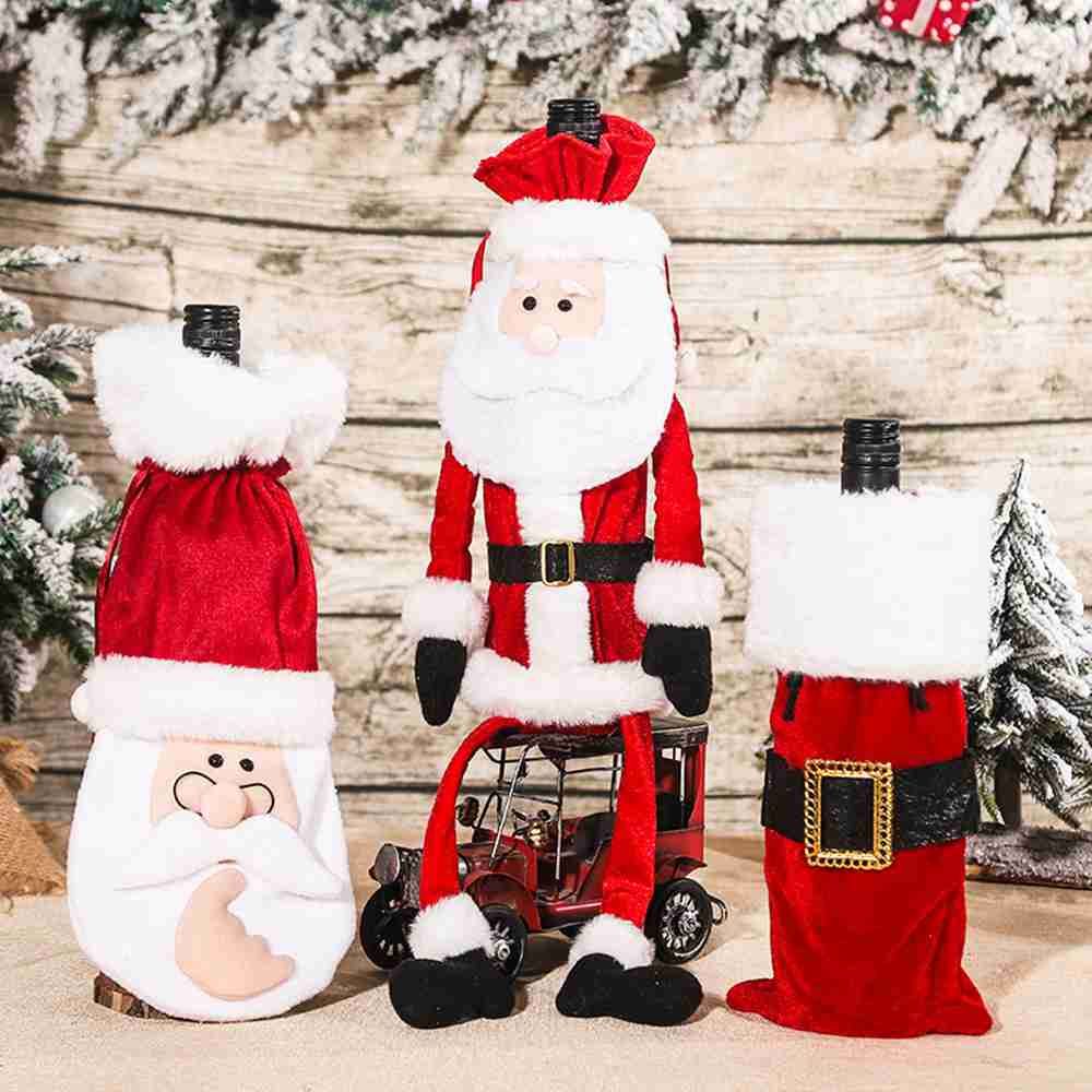 Home Decoration Snowman Xmas Gift Christmas Ornaments Santa Claus Bottle dress up Wine Bottle Cover