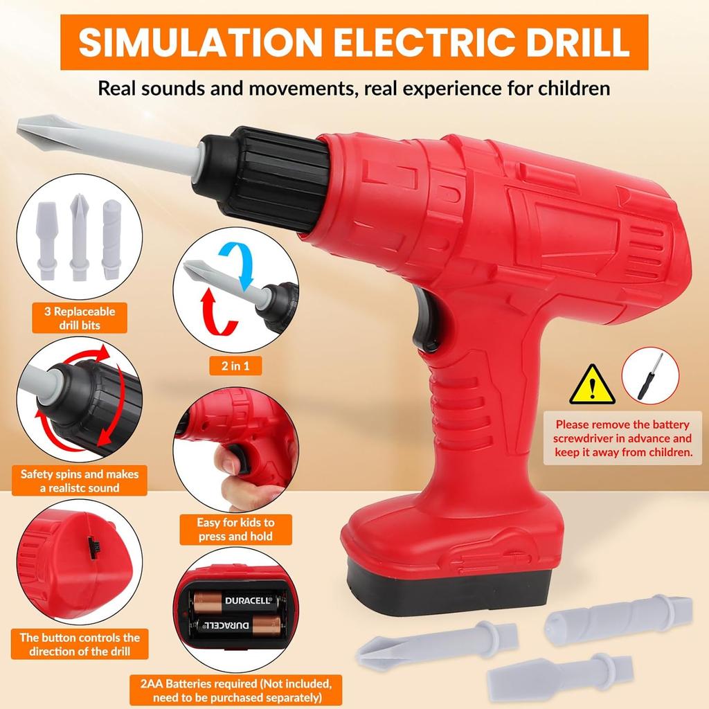 Tool Set Toy for Kids 39/42 PCS Pretend Play Toddler Construction Toy, Includes Toy Sets, Gift for 2 -13 Years Old Boys Girls