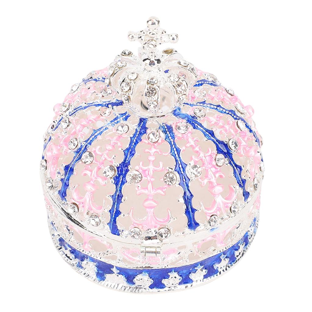 Crown Trinket Box Vintage Enameled Decorative Jewelry Box Zinc Alloy for Necklaces Bracelets