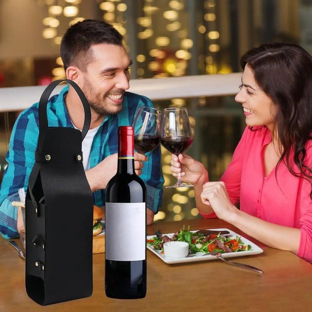 Waterproof PU Wine Tote Lightweight Champagne Beer Gift Bags Portable Wine Bag Wedding