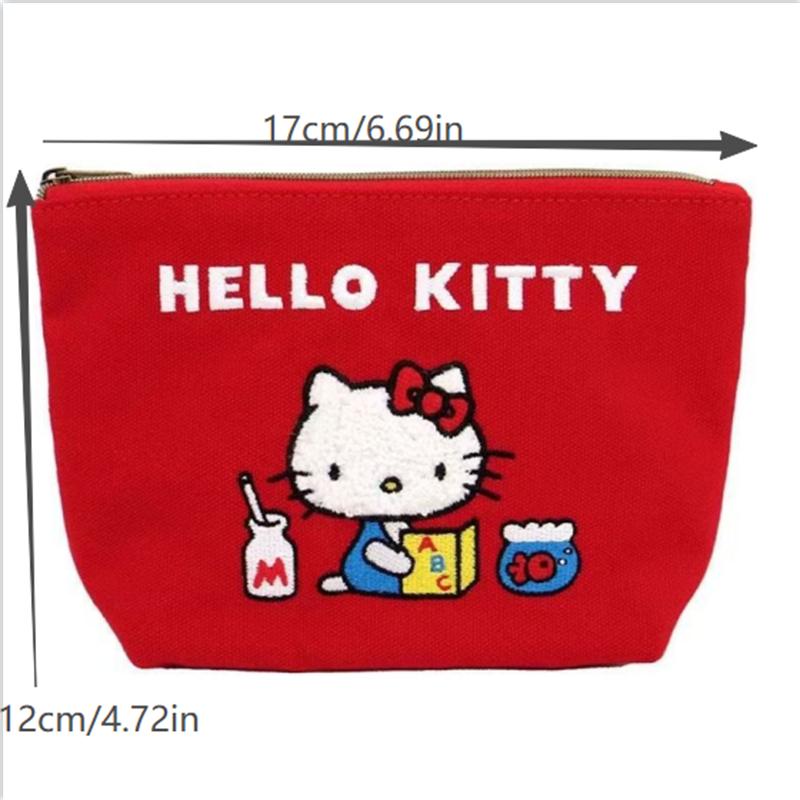 Cute Sweet Sanrio Hello Kitty Handle Cosmetic Bag Coin Purse Girly Travel Card Holder Id Key Large Capacity Portable Storage Bag