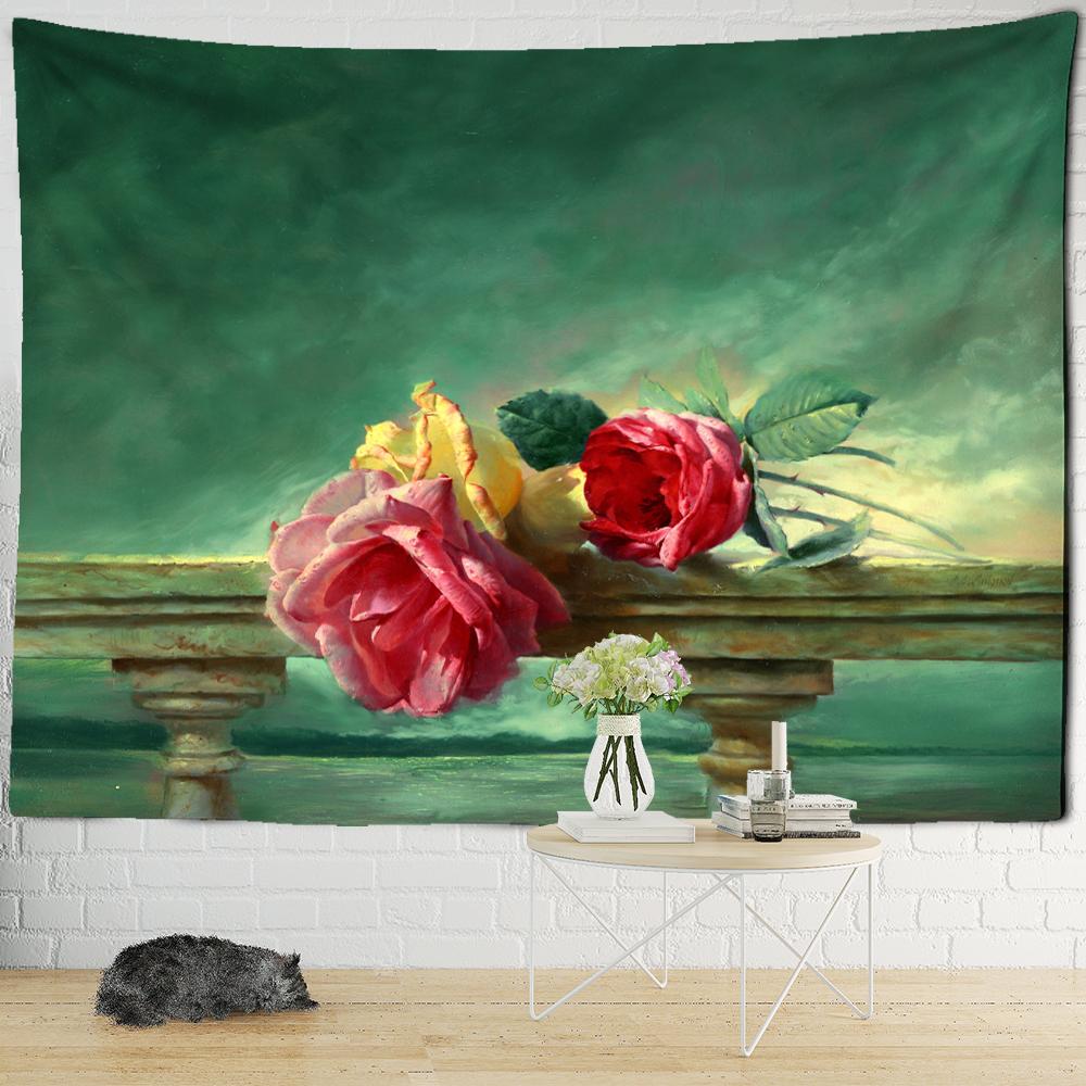 Sanat Çiçek Yağlıboya Duvar Asma Boho Psikedelik Soyut Goblen Hippi Tapiz Odası Polyester Arka Plan Kumaş Dekor