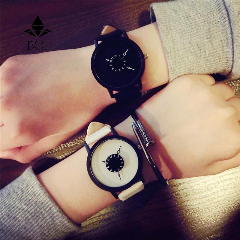 Men Women Fashion Creative Lovers' Wristwatch Unique Dial Quartz Watches Wristwatches Clock Gift