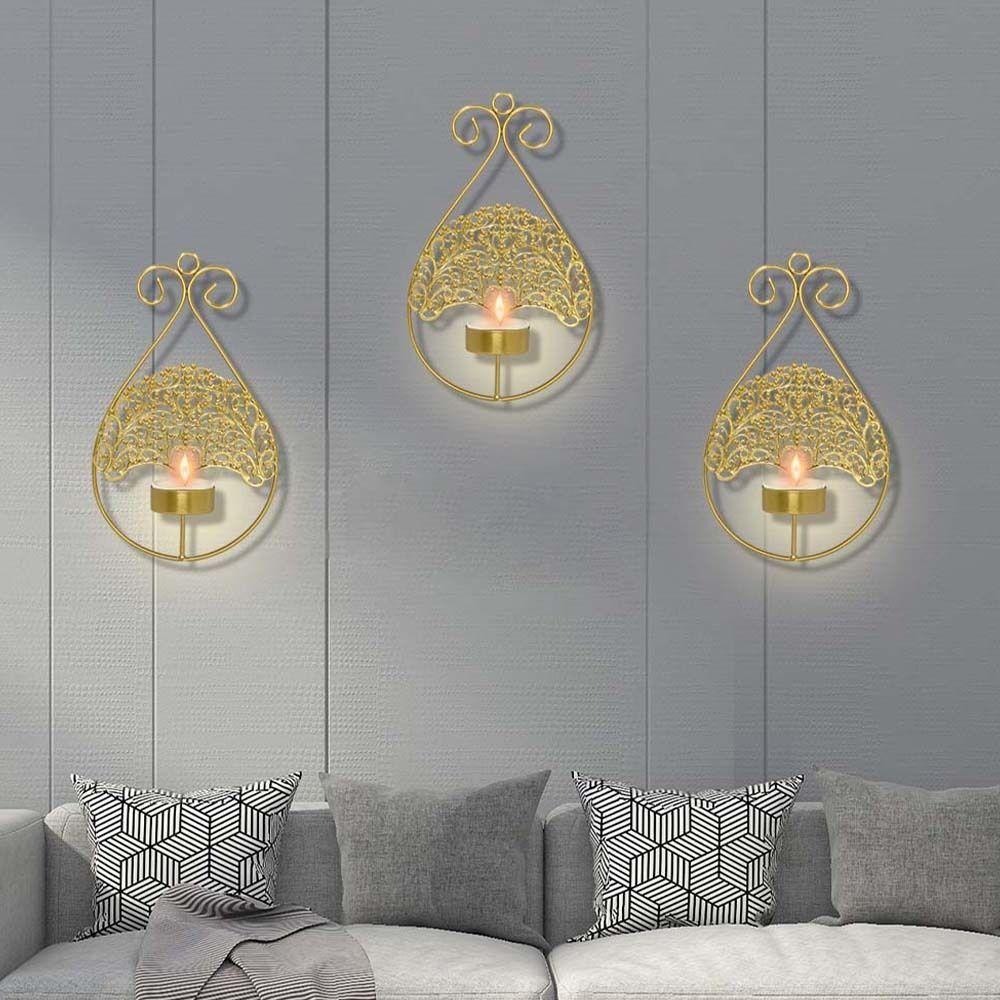 Guldmetall Träd Ljusstake Dekorativ Hängande Aromaterapi Hylla Bröllop