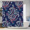 Vibrant Floral Shower Curtain With Colorful Paisley Design For Bathroom Decorations Blue Red White Bath Mat Set By Taurusduan