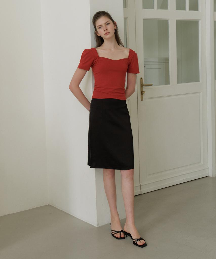 Riorg Gir Satin Midi Skirt Black