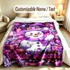 Christmas Theme Soft Blanket Personalized Custom Name Text Print Warm Blanket Home Sofa Bedroom Decor
