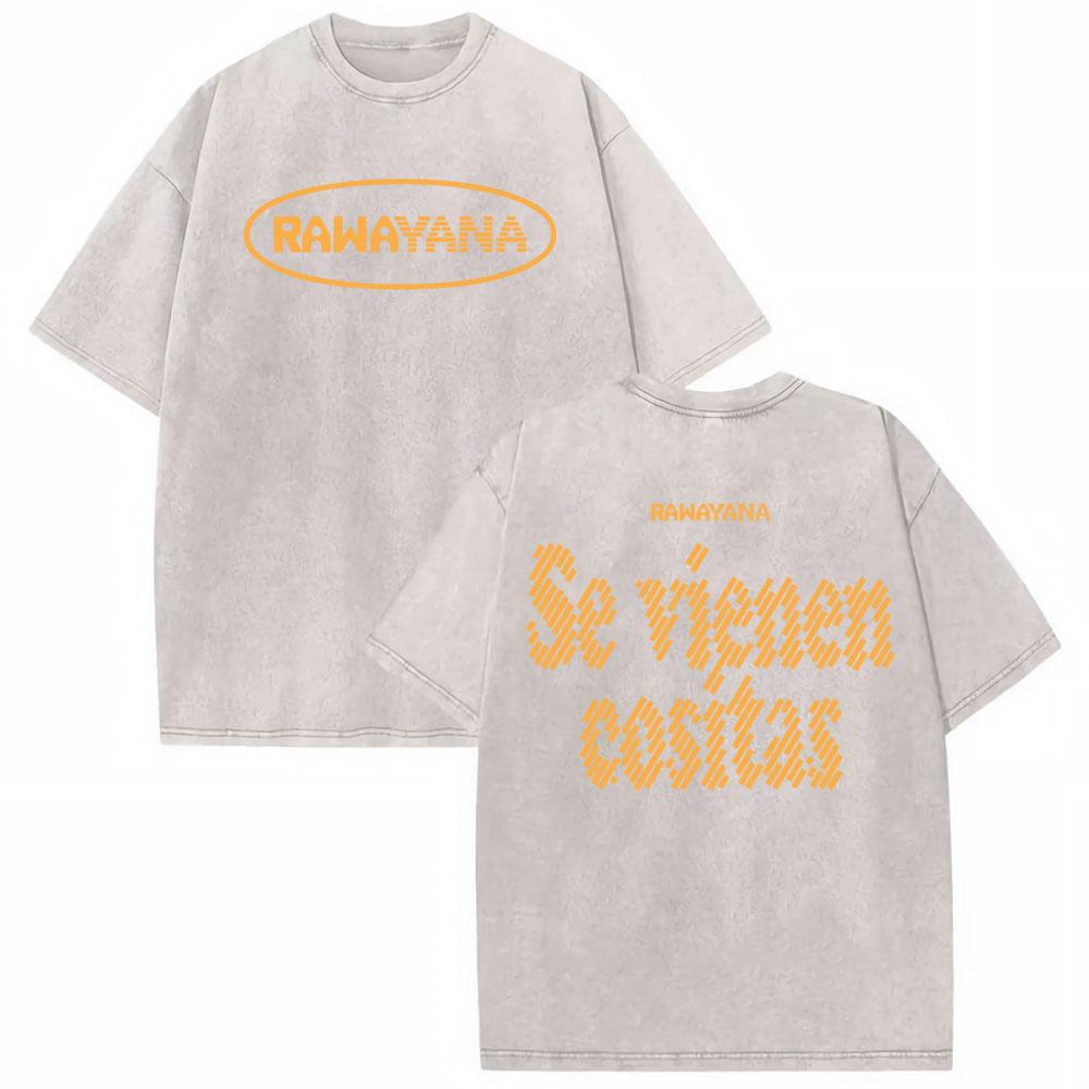 Rawayana Donde Es El After Album Vintage Washed Tshirt Mens Clothing Fashion Gothic Tshirts High Quality Casual Loose T Shirt