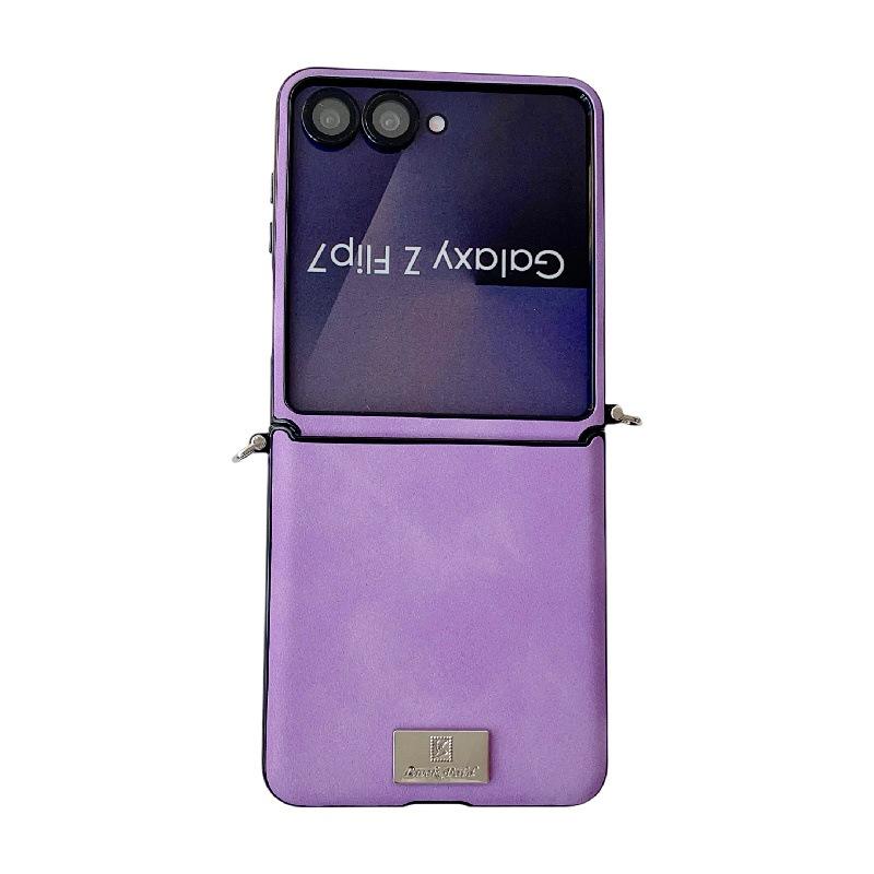 Samsung Z Flip7 Sheepskin Texture Case - Drop-Proof, Anti-Scratch PC with Anti-Lost Lanyard