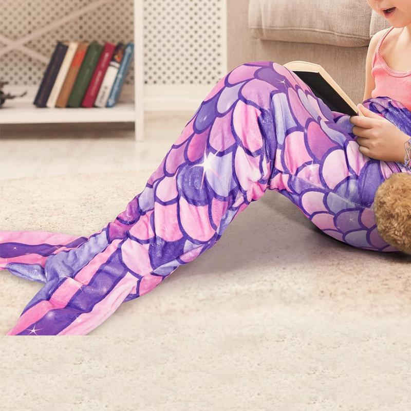 Girl Mermaid Sleeping Bag Flannel Soft Pajamas Mermaid Costume Role-playing Birthday Gift Outdoor Camping Portable Sleeping Bag