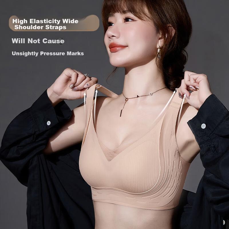 LANGSHA Women's Bra, Anti-Sagging, Side Support, Push-Up for Small Breasts, Seamless, Soft Support, Lift And Shape, Wireless Brassiere