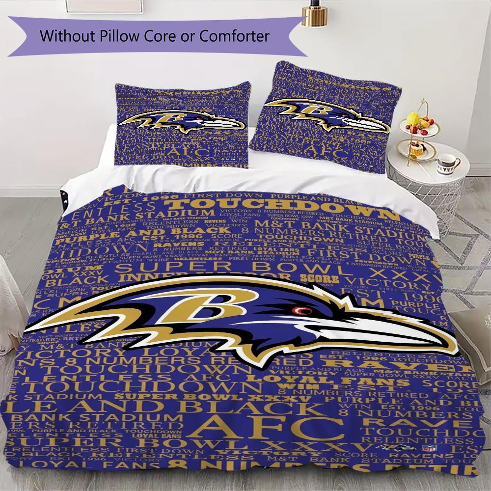 Baltimore Ravens Muster Bettwäsche Steppset Steppdecke Kissenbezug Heimdekoration Geburtstagsgeschenk (1*Bettbezug + 2*Kissenbezug ohne Füllung)