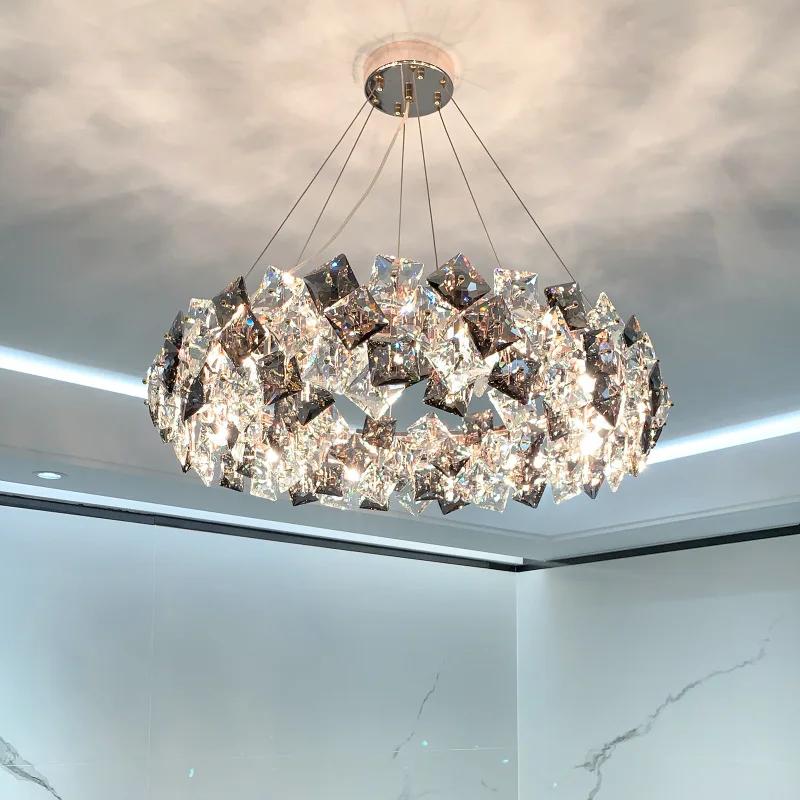 

Светлая роскошная столовая с зеркалом Diamond K9 Crystal Chandelier европейская сетка красное освещение атмосфера высококачественные лампы для спальни Cold White