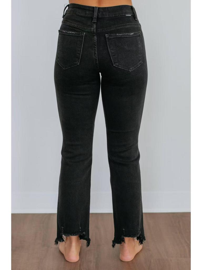 2025 Sommer High Waist Schlankmachende Lässige Denim Cropped Hose
