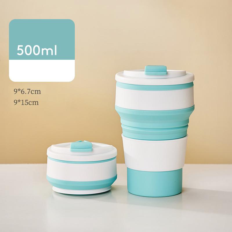 GIANXI Reusable Silicone Collapsible Cups With Lid For Camping 350ml 500ml Portable Folding Kitchen Coffee Cups For Travel