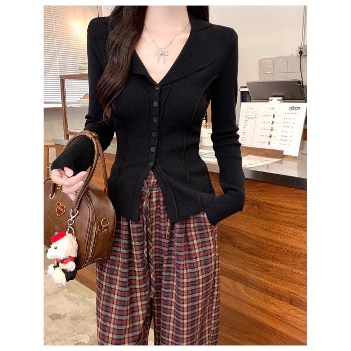 

Women s Autumn & Winter Slimming Knit Cardigan with Retro Turn-Down Collar One Size