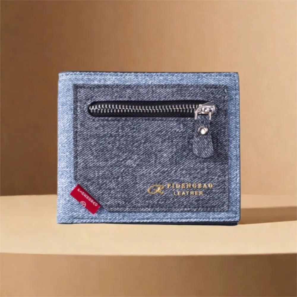 Leisure Men's Short Purse PU Leather Men's Card Holder Two Fold Wallet Men's Hand Bag