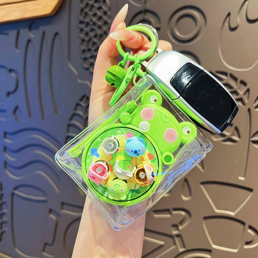 Rotating Fishing Fishing Toy Keychain Anti Loss Car Key Ring Cartoon Bag Pendant  Birthday Gift