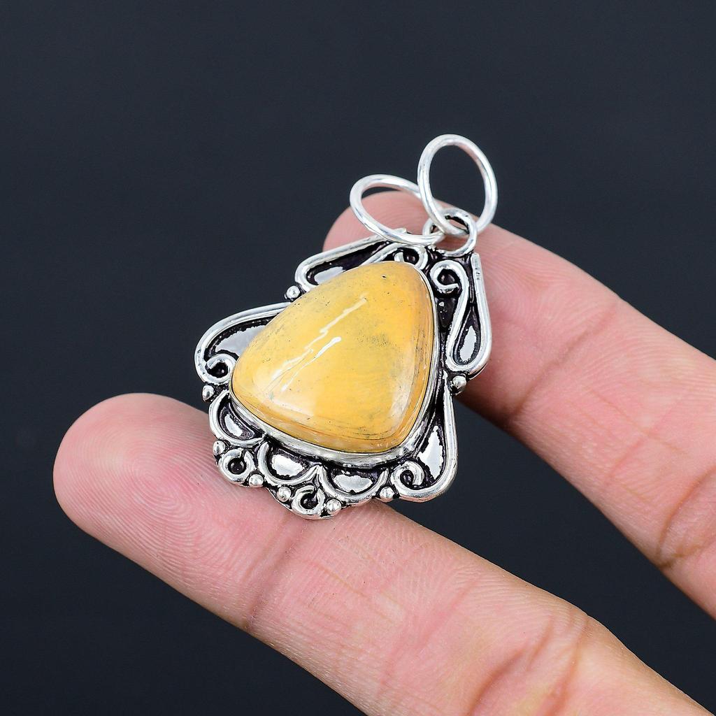 Daughters Day Deal Trillion Mookaite Gemstone Engagement Wife Pendant 925 Silver