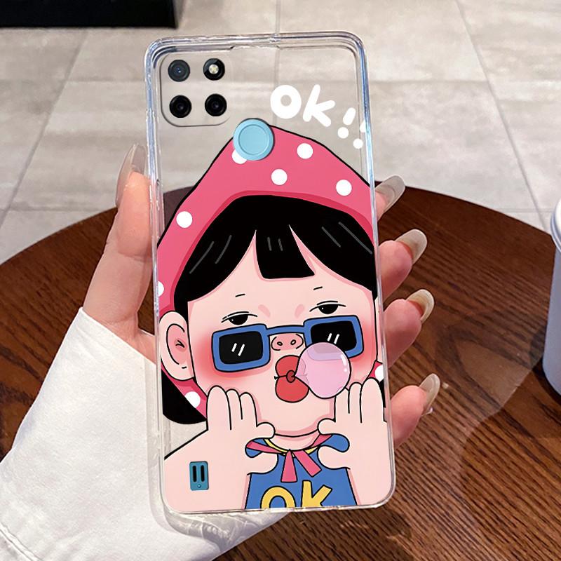 Casing For Realme C21Y C25Y C21 Case Aesthetic Fashion Cute Cat Transparent Silicone Soft TPU Back Cover RMX3261 RMX3265 RMX3201